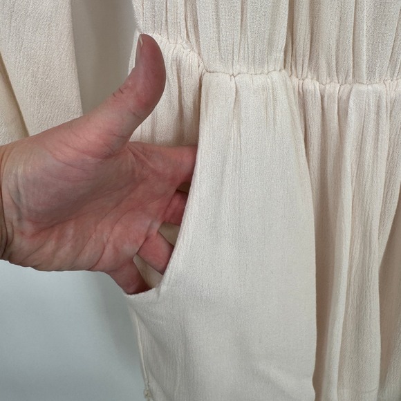 Romeo & Juliet Couture Off Shoulder Romper Womens M Cream Boho Cowgirl Pockets - Picture 5 of 16